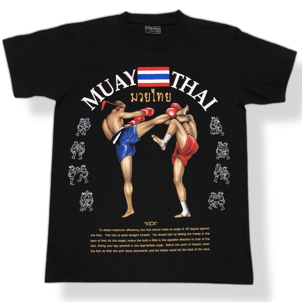 Vintage 90s Mr. Big Outfitters Muay Thai Boxing Kick Lesson T-Shirt Black SMALL